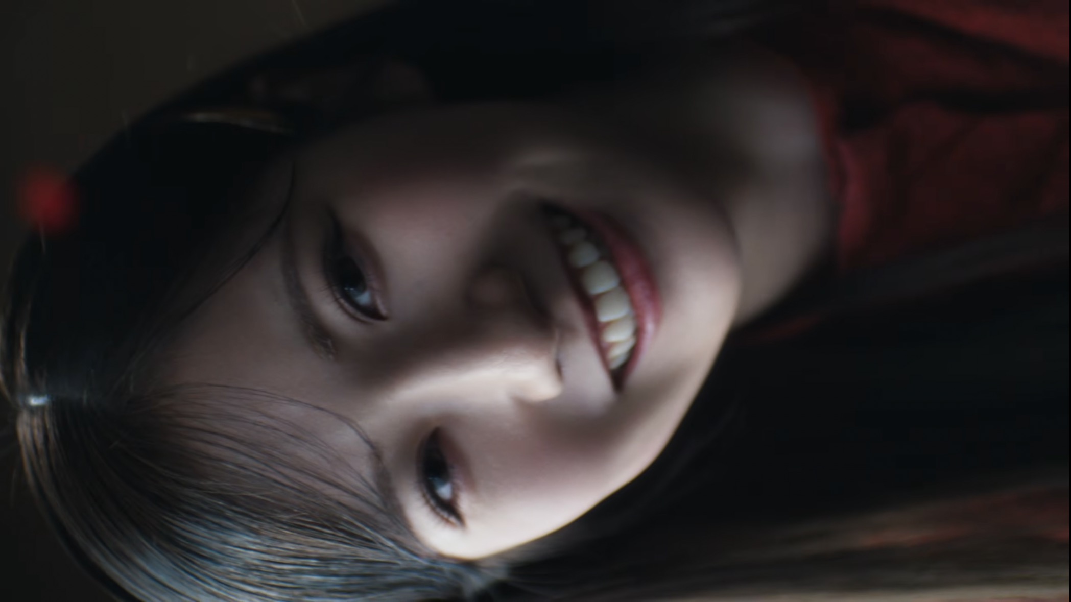 櫻坂46『自称バレエダンサー』MVのラストで、画面が傾いた状態で映る笑顔のアップ