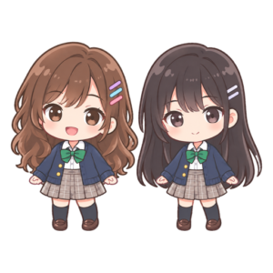しおりちゃんとつむぎちゃんのチビキャラ